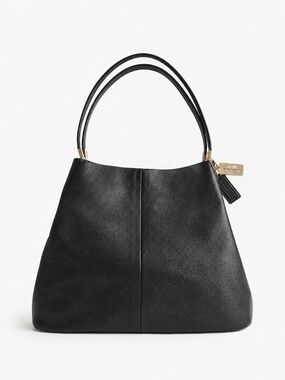 Coach Madison Phoebe Pebbled Leather Shoulder Bag Black Gold Hardware
